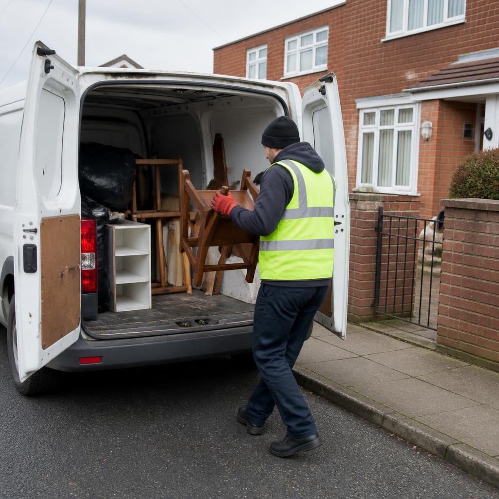 Local collection van loading items for removal