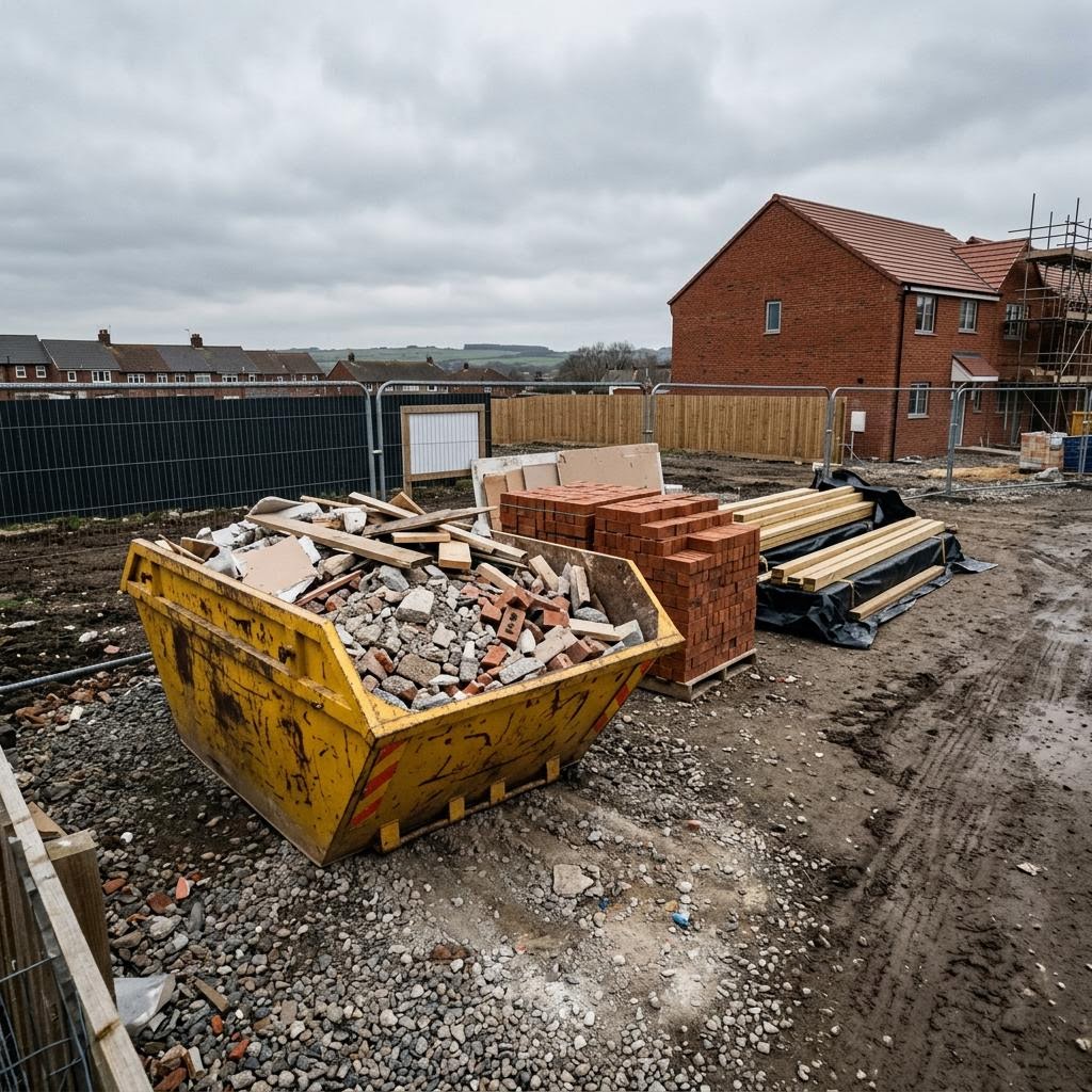Builders skip at a construction site