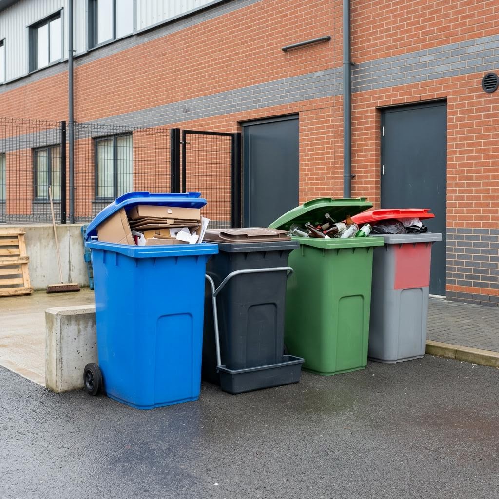 Separated food waste and recycling containers