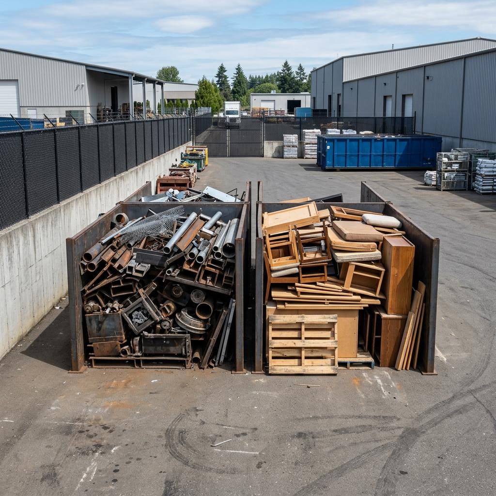 Scrap metal sorted for collection
